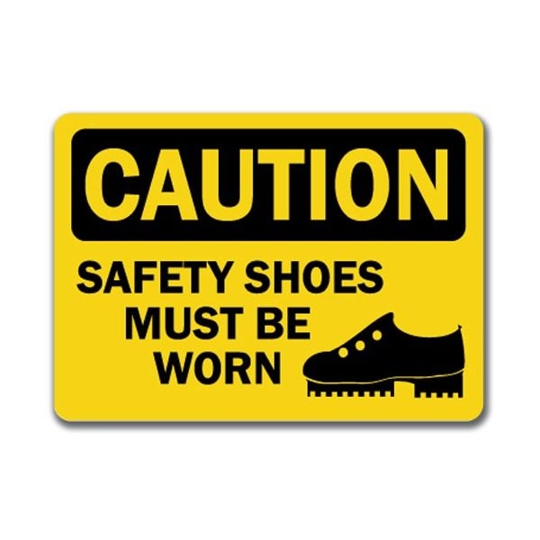 Signmission Caution Sign-Safety Shoes Must Worn-10in x 14in OSHA Sign, 14" H, CS-Safety Shoes Must Worn CS-Safety Shoes Must Be Worn - main